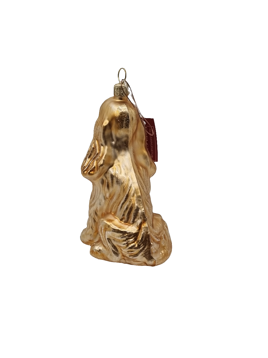 European Glass Christmas ornament of a Dog large yellow ears (R)