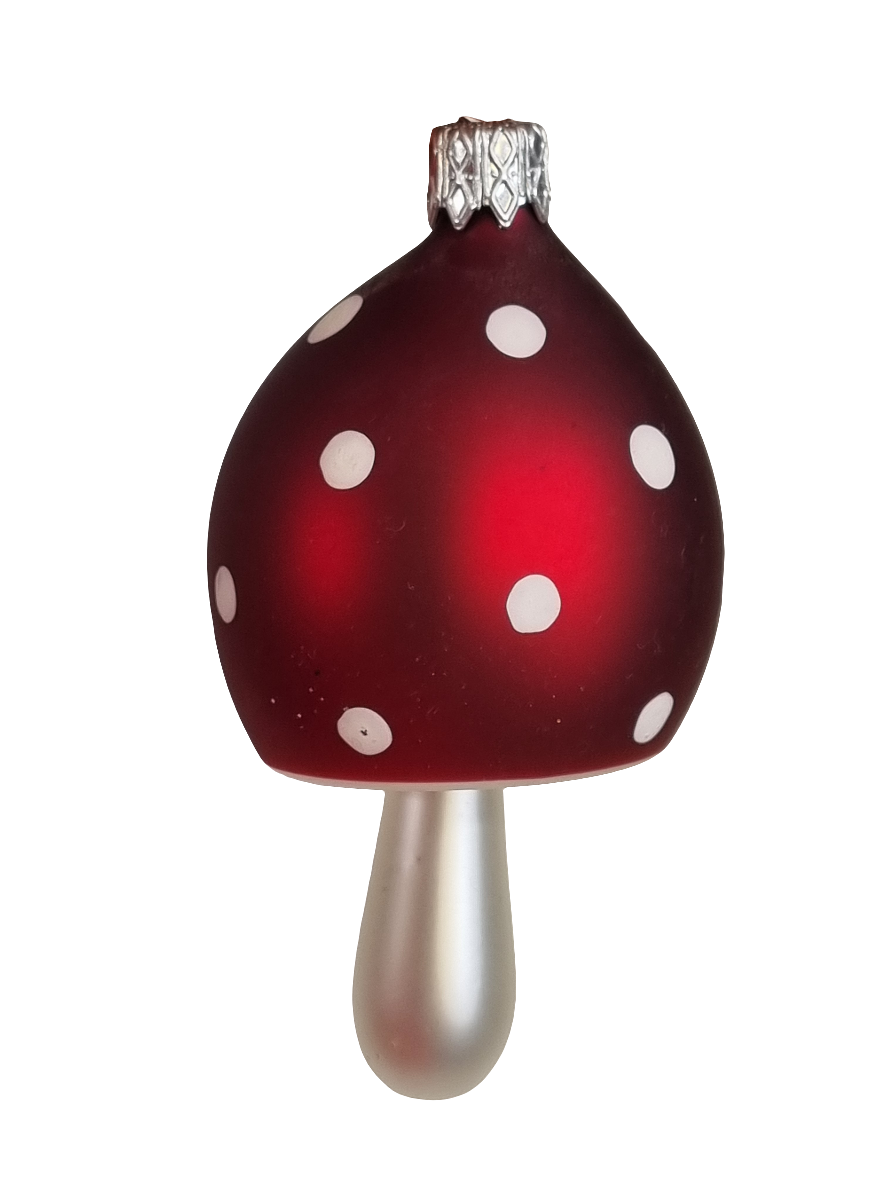 European Glass Christmas ornament of a Mushroom (K)