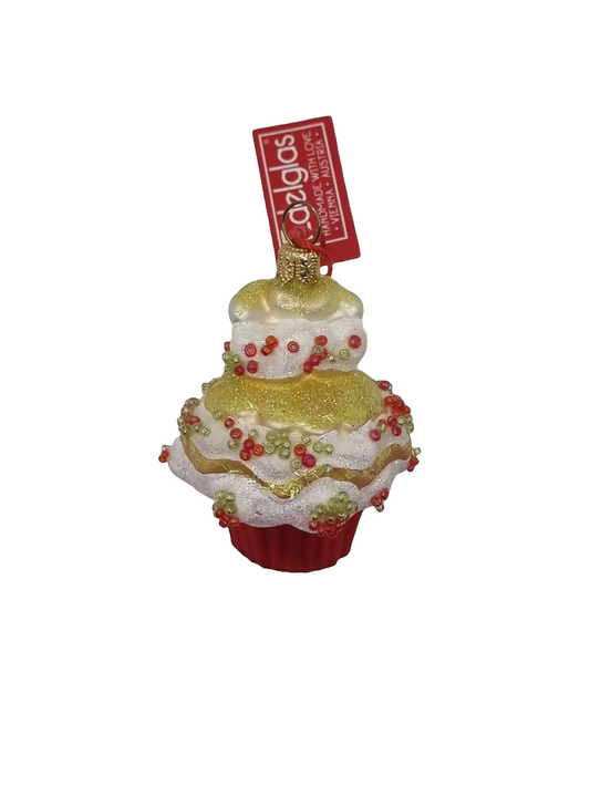 European Glass Christmas ornament of a Cupcake (M)