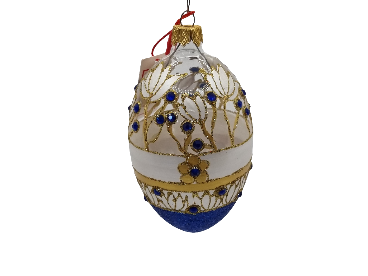 European Glass Christmas ornament of a Glass Eggs | Clear Faberge Style Easter Eggs (S)