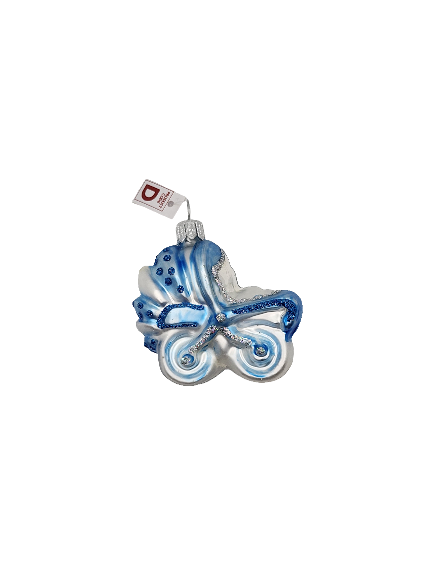 European Glass Christmas ornament of a Pram (D)