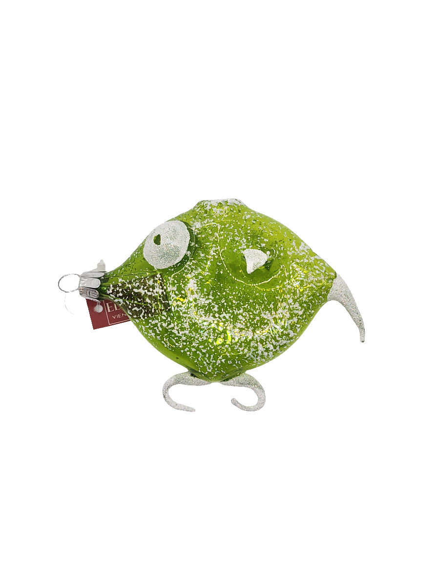 European Glass Christmas ornament of a Fish | Green Clear Thin (L)
