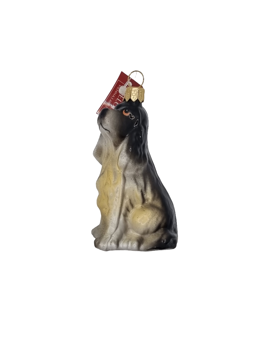 European Glass Christmas ornament of a Dog long ears black (R)