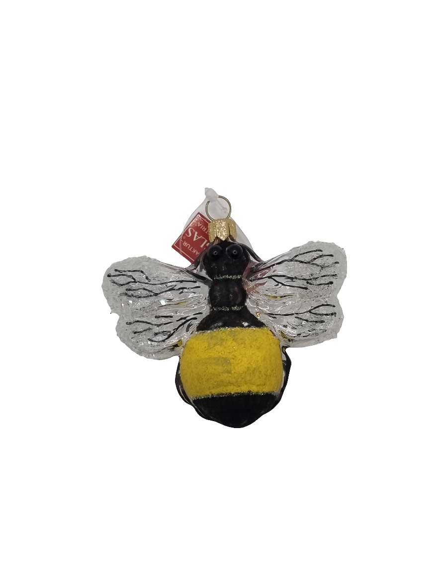 European Glass Christmas ornament of a Bee | Large with Clear Wings (P)