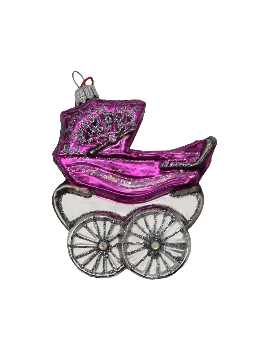 European Glass Christmas ornament of a Pram large (U)