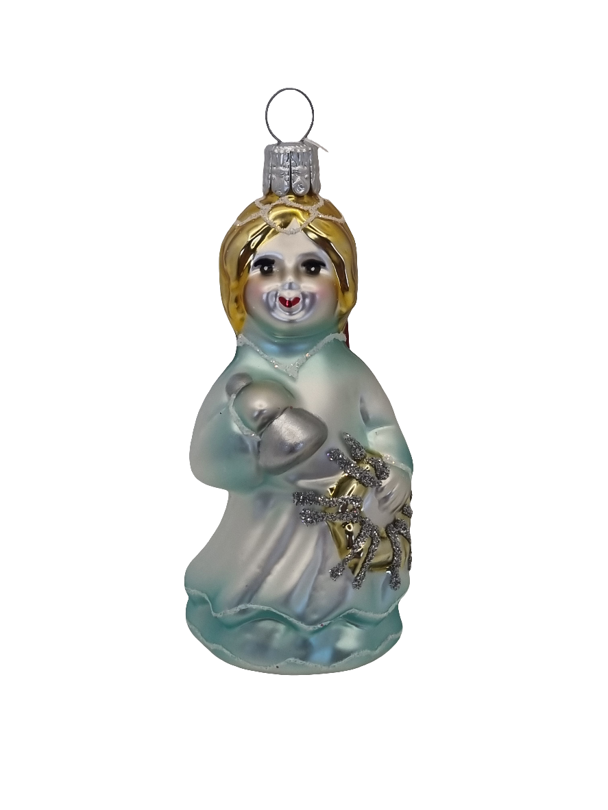 European Glass Christmas ornament of a Angel girl halo (I)