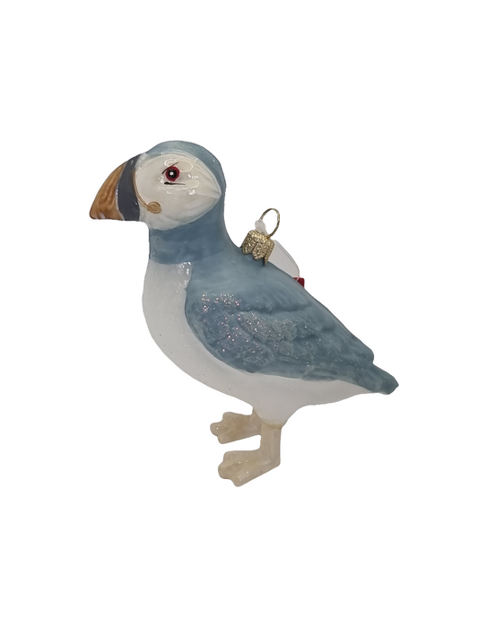 European Glass Christmas ornament of a Bird | Puffin (V)