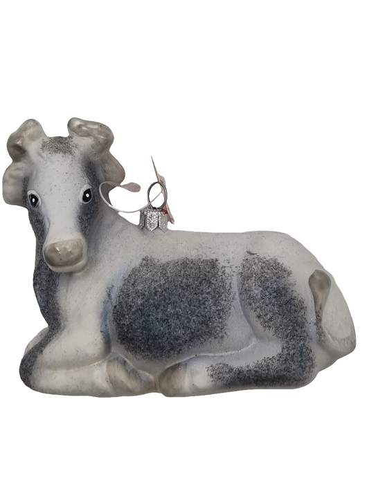 European Glass Christmas ornament of a Cow (V)