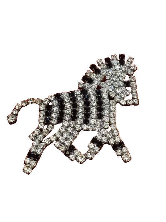 European Glass Christmas ornament of a Crystal Zebra with Moving Tail | Brooch V