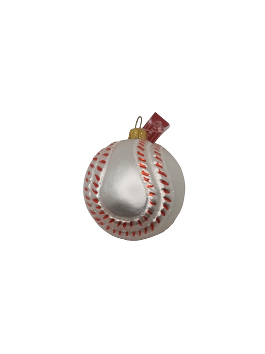 European Glass Christmas ornament of a Baseball | Red Stitching (F)