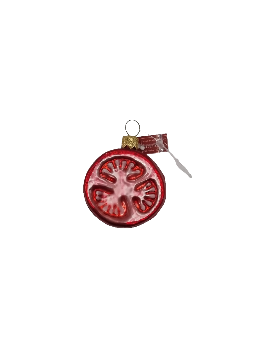European Glass Christmas ornament of a Tomato slice (G)