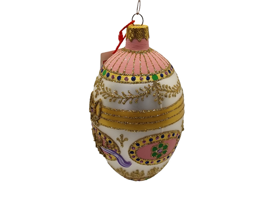 European Glass Christmas ornament of a Glass Eggs | Pink Faberge Style Easter Eggs (S)
