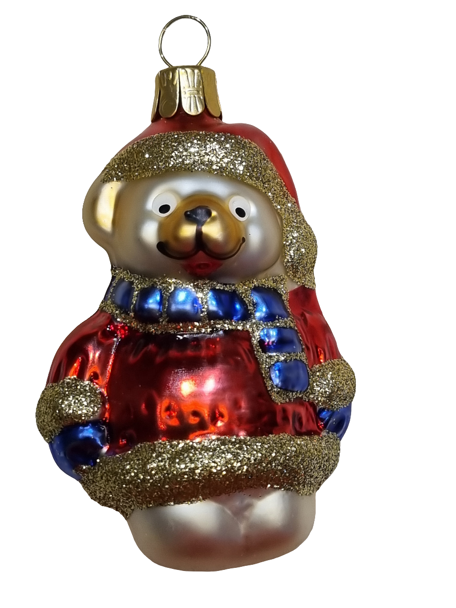 Bär | Teddybär in glitzernder Jacke, Mütze und Schal (H)