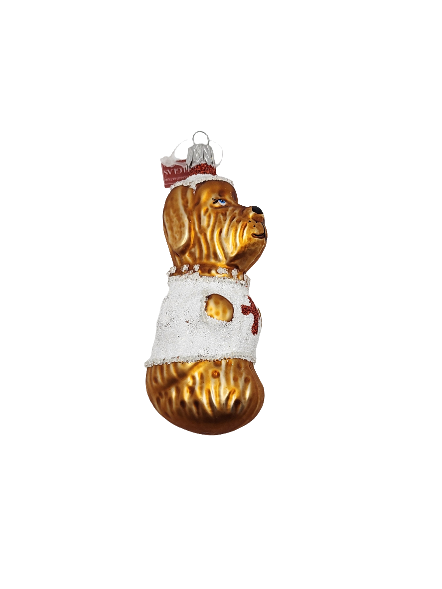 European Glass Christmas ornament of a Dog cross sparkle (F)