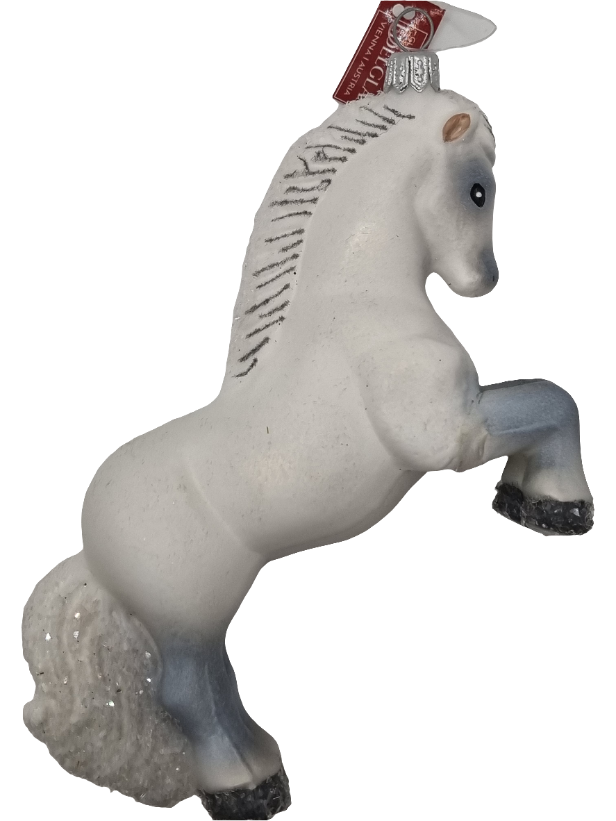 European Glass Christmas ornament of a Horse Large Rearing (U)