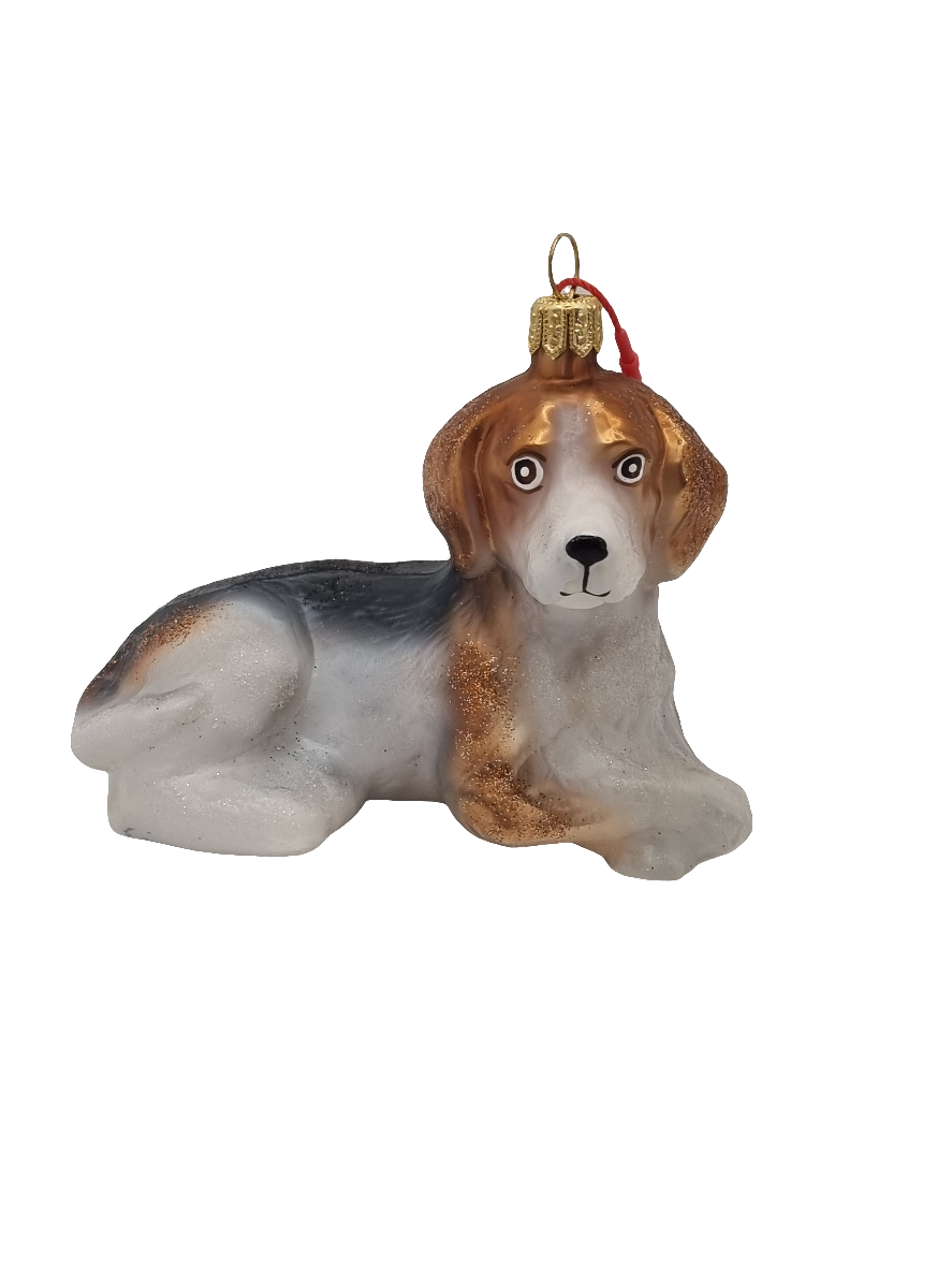 European Glass Christmas ornament of a Dog large beagle (S)