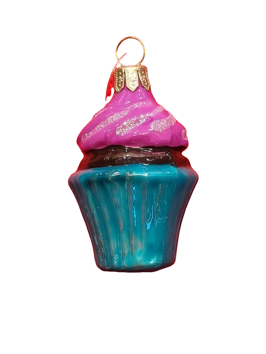 European Glass Christmas ornament of a Cupcake (F)