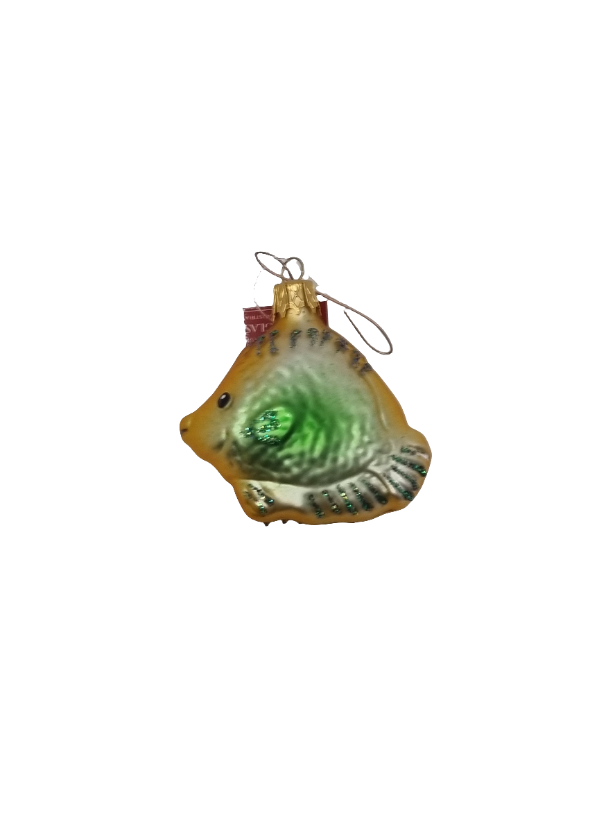 European Glass Christmas ornament of a Fish | Yellow Green (B)