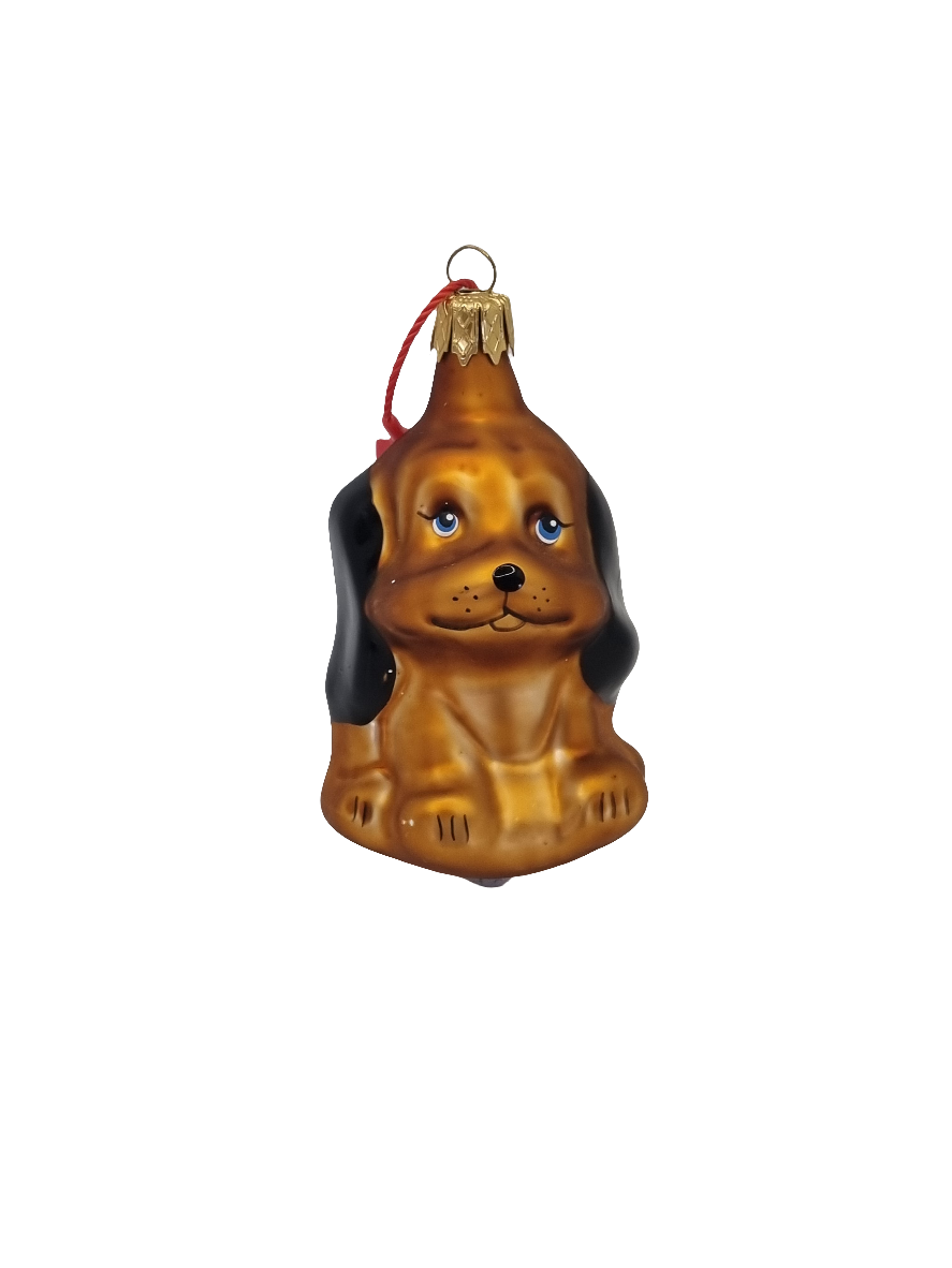 European Glass Christmas ornament of a Dog Sitting Long Ears (F)