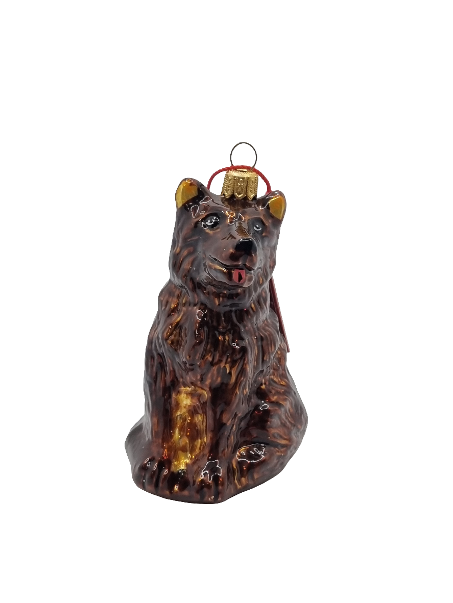 European Glass Christmas ornament of a Dog large brown yellow ears (R)