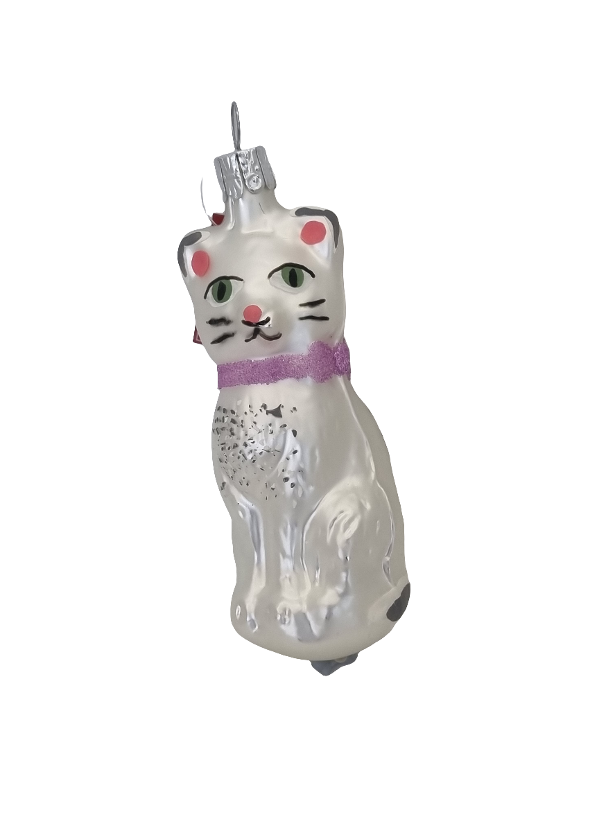 European Glass Christmas ornament of a Cat Collar Bow Tie (K)