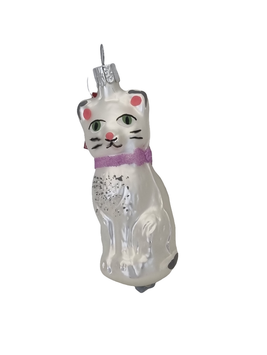 European Glass Christmas ornament of a Cat Collar Bow Tie (K)