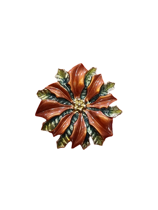 European Glass Christmas ornament of a Christmas Flower Poinsettia | Brooch V
