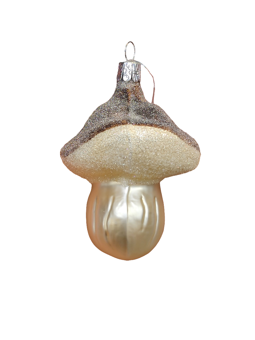 European Glass Christmas ornament of a Mushroom Frosted Top (M)