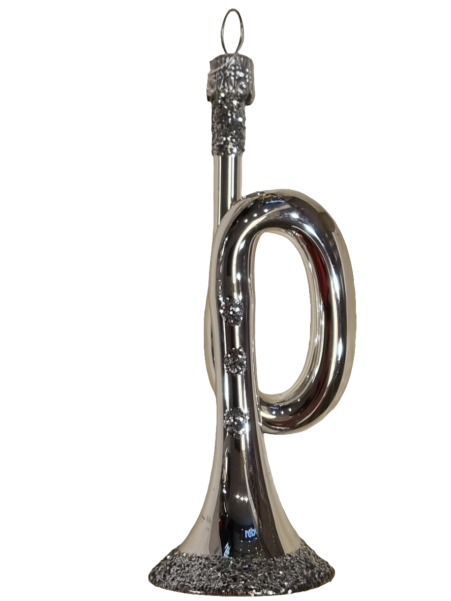 European Glass Christmas ornament of a Trumpet / Trombone (H)