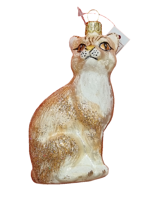 European Glass Christmas ornament of a Cat | Ginger (S)