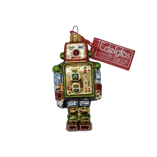 European Glass Christmas ornament of a Robot (O)