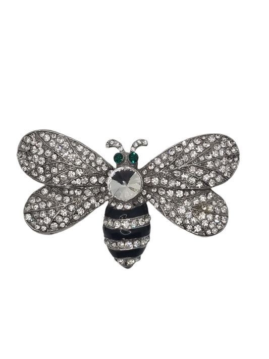 European Glass Christmas ornament of a Black and White Bee | Brooch VII