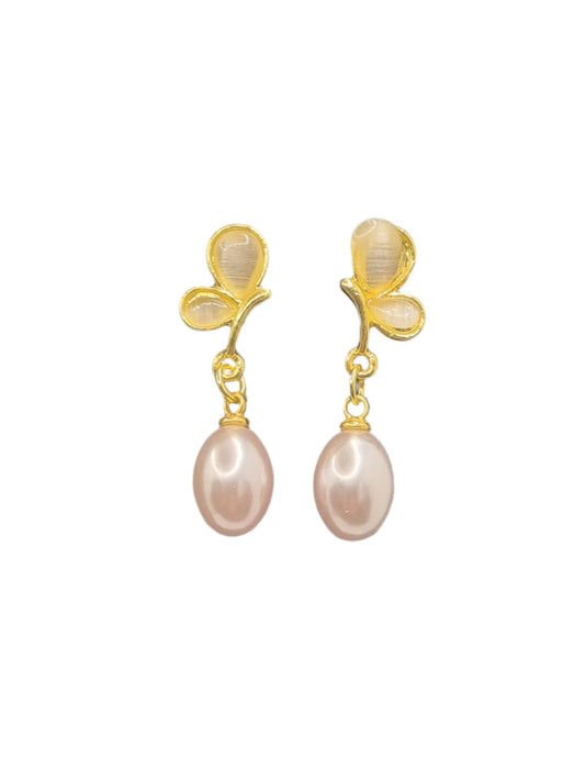 European Glass Christmas ornament of a Butterflies with Pearls | Earrings