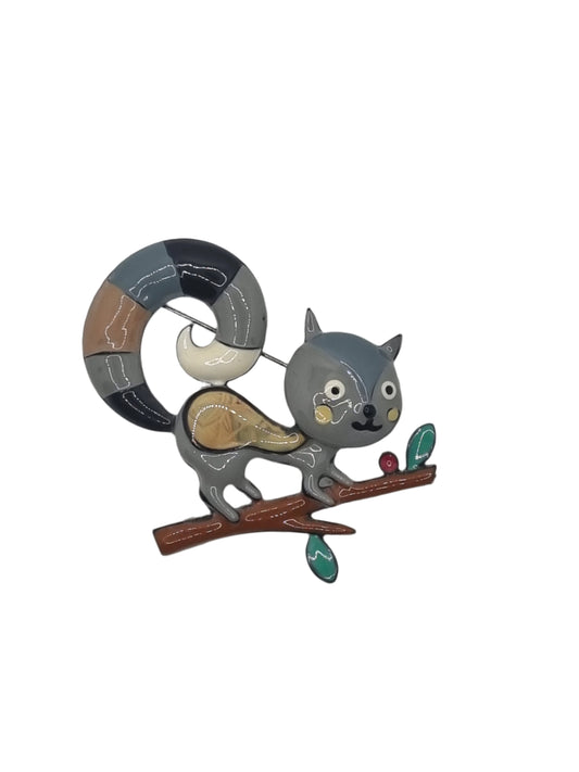 European Glass Christmas ornament of a Cartoon Squirrel | Brooch IV