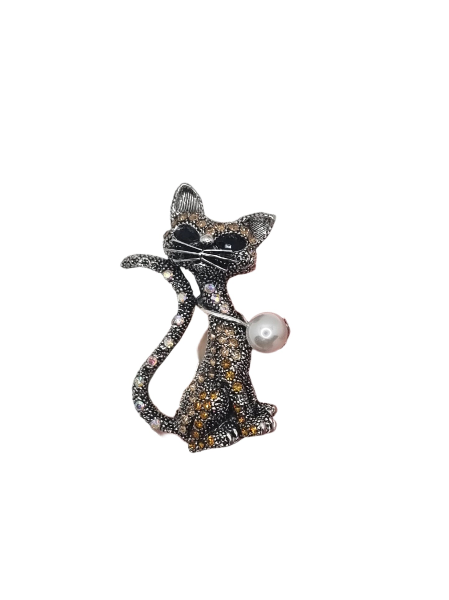 European Glass Christmas ornament of a Cat | Brooch V