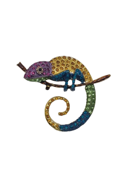 European Glass Christmas ornament of a Chameleon | Brooch VII