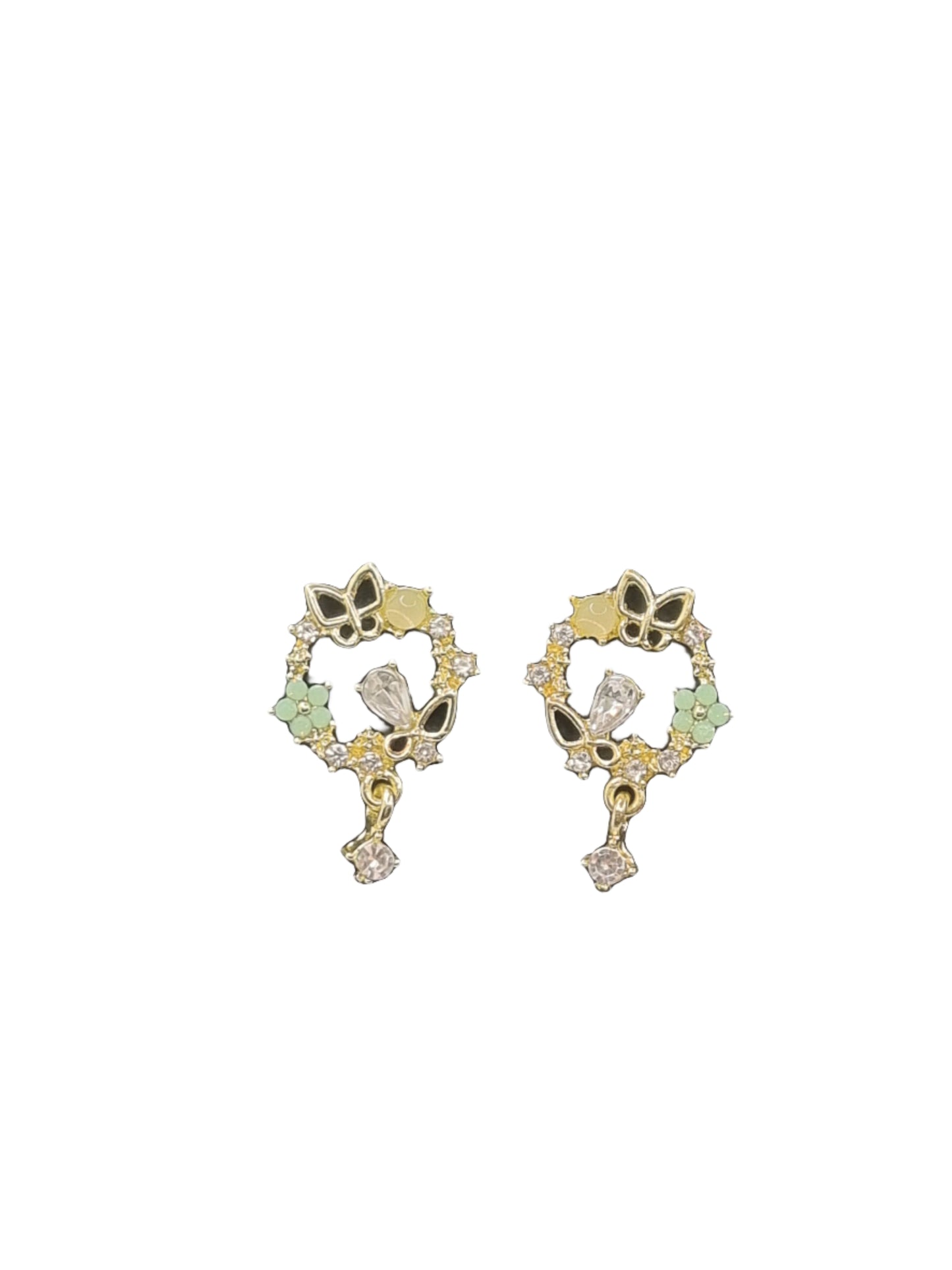 European Glass Christmas ornament of a Golden Spring Garden Wreathes | Earrings
