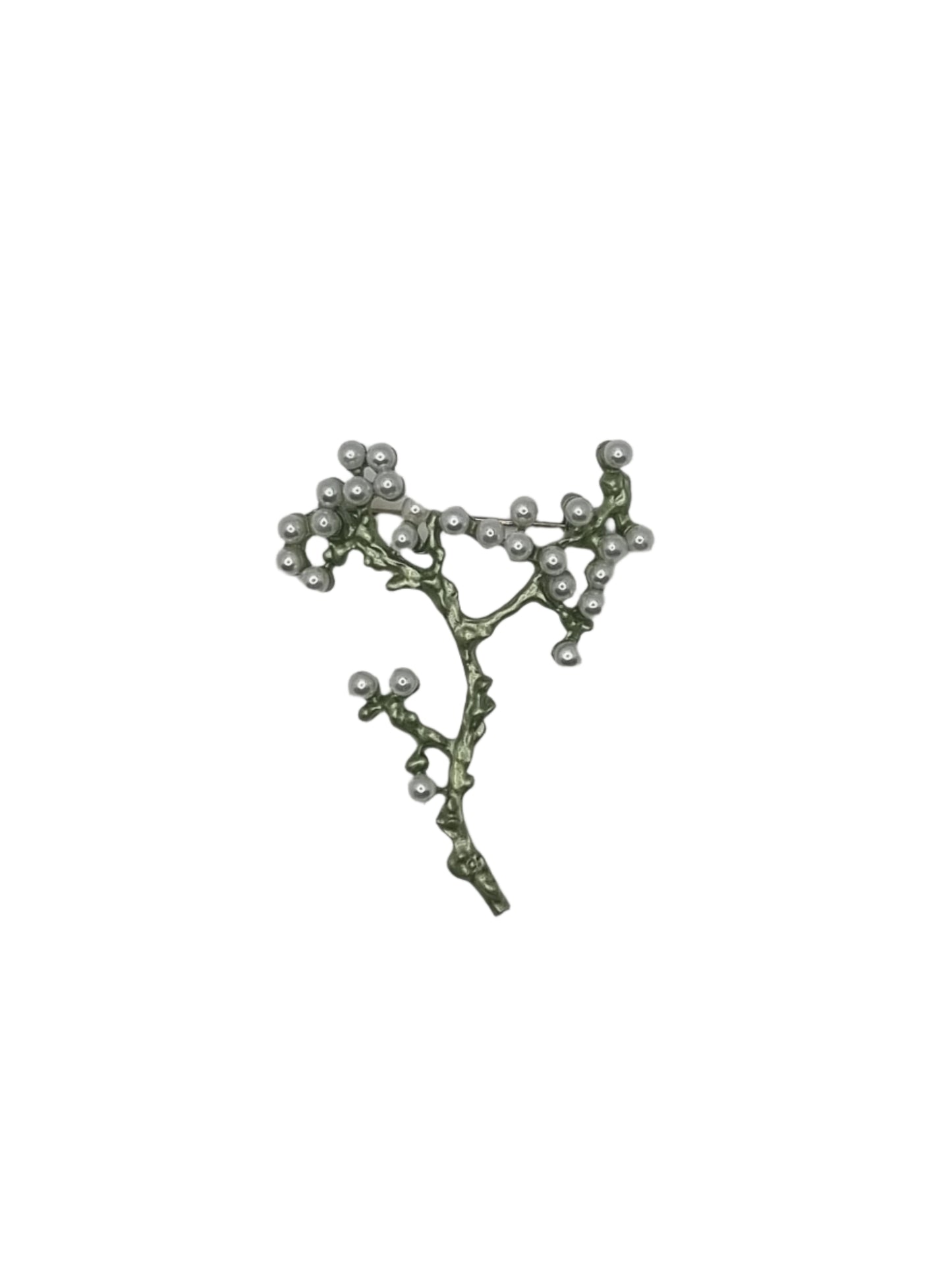 European Glass Christmas ornament of a Branch with Pearls | Brooch IV