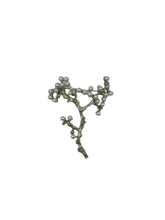 European Glass Christmas ornament of a Branch with Pearls | Brooch IV