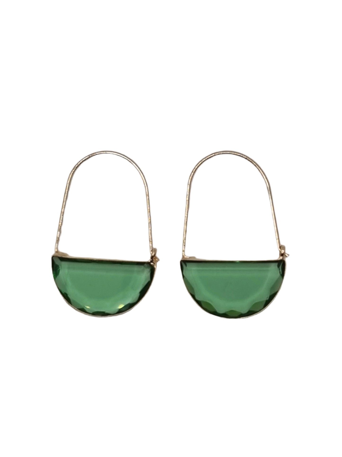 European Glass Christmas ornament of a Gold Hoops with Crystal | Earrings