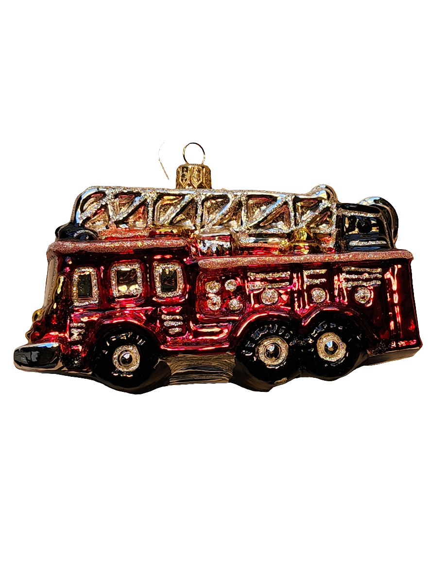European Glass Christmas ornament of a Firetruck (X)