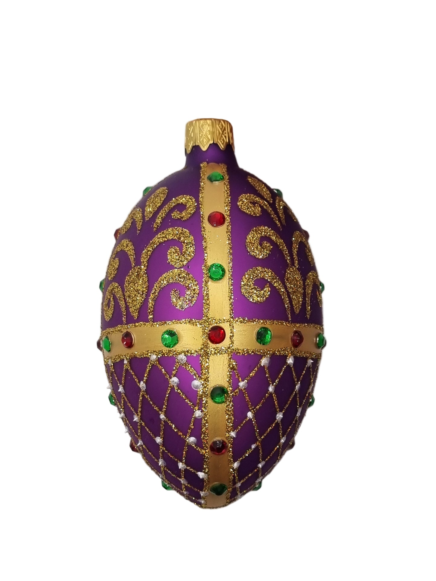 European Glass Christmas ornament of a Glass Eggs | Purple Faberge Style Easter Eggs (R)