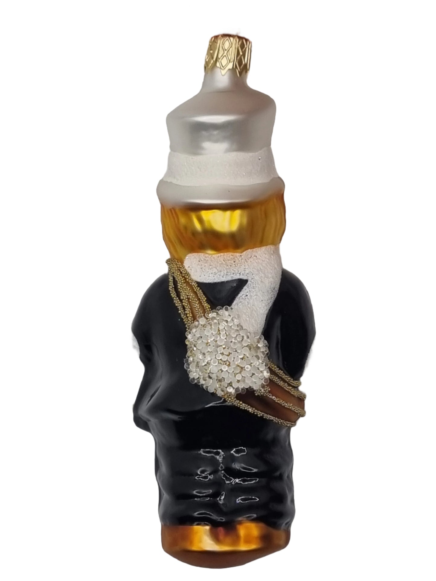 European Glass Christmas ornament of a Marching Band Man with White Hat (O)