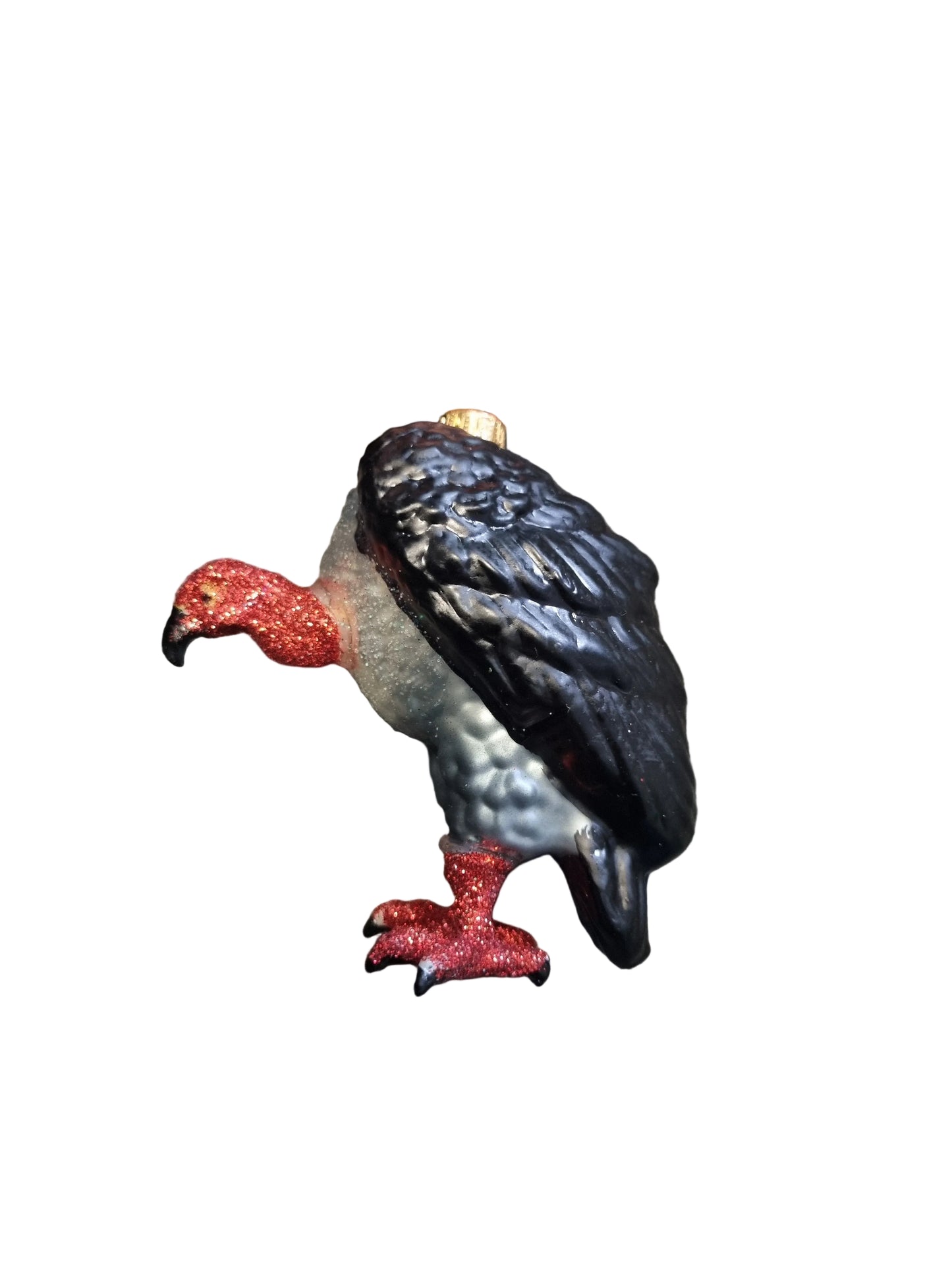 Vulture with red feet glass Christmas ornament
