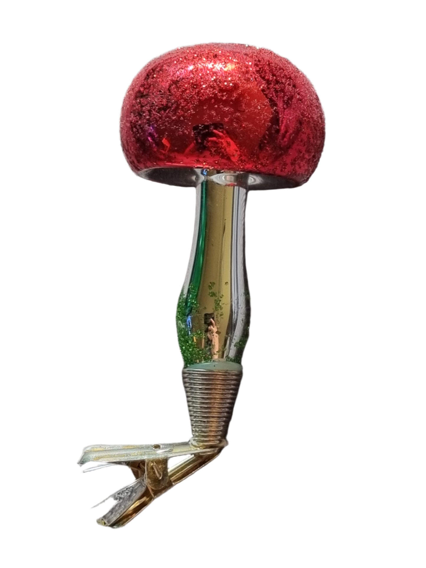 European Glass Christmas ornament of a Mushroom Single Clip (F)