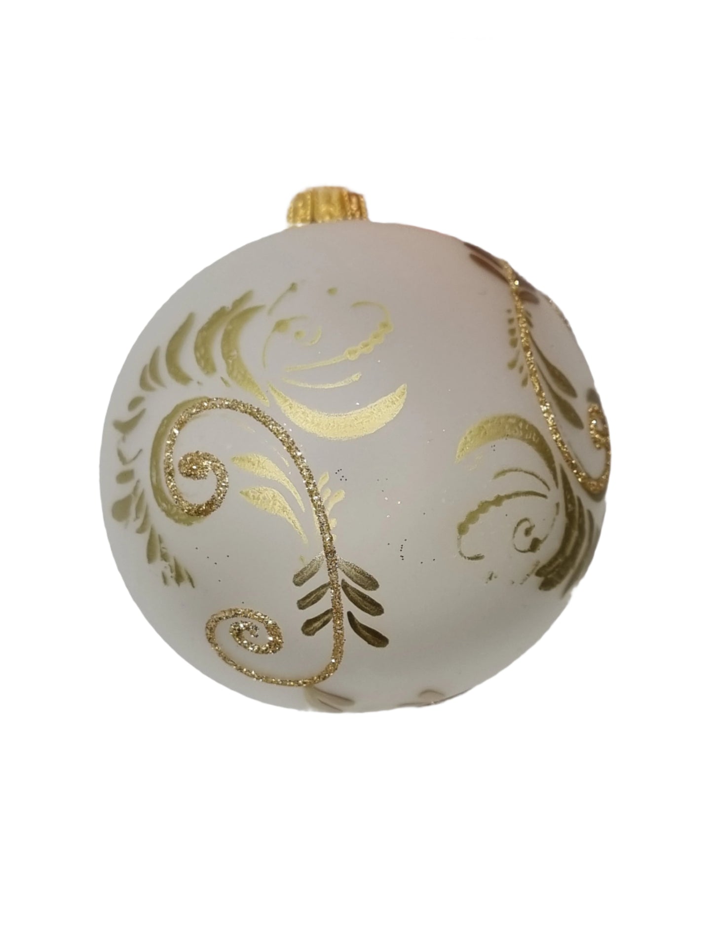 European Glass Christmas ornament of a Bauble | Clear with Frosted Patterns (G)
