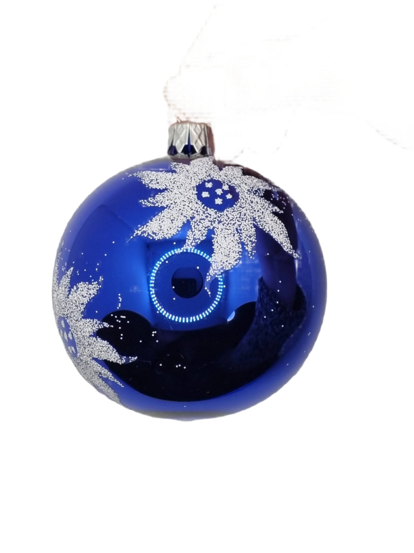 European Glass Christmas ornament of a Baubles | Assorted Colours with Frosted Starburst Pattern (H)