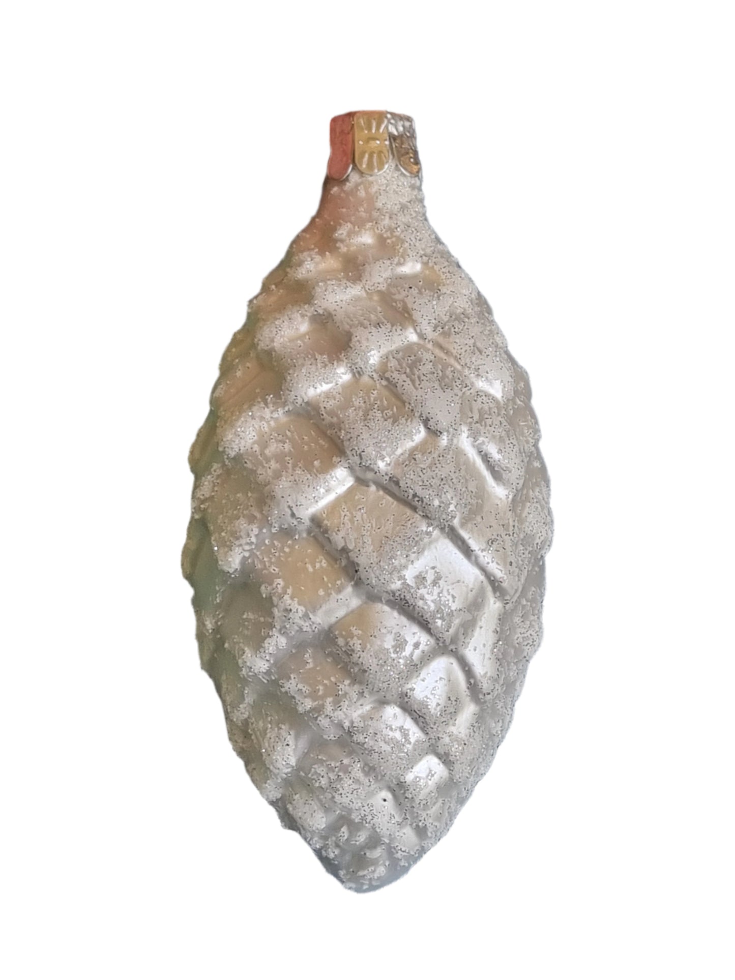 European Glass Christmas ornament of a Pinecone | White Frosted (I)