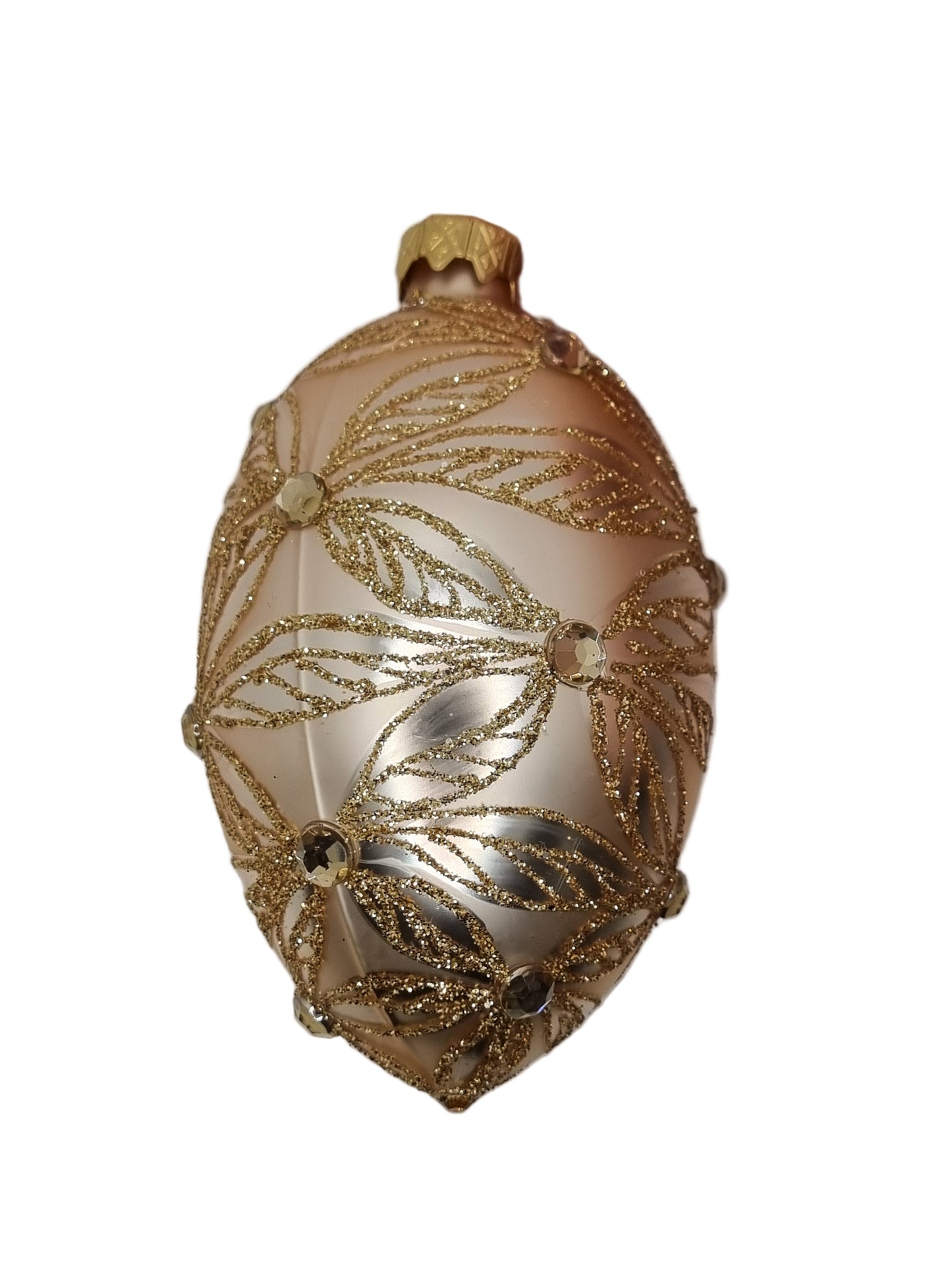 European Glass Christmas ornament of a Glass Eggs | Gold Faberge Style Eggs (R)
