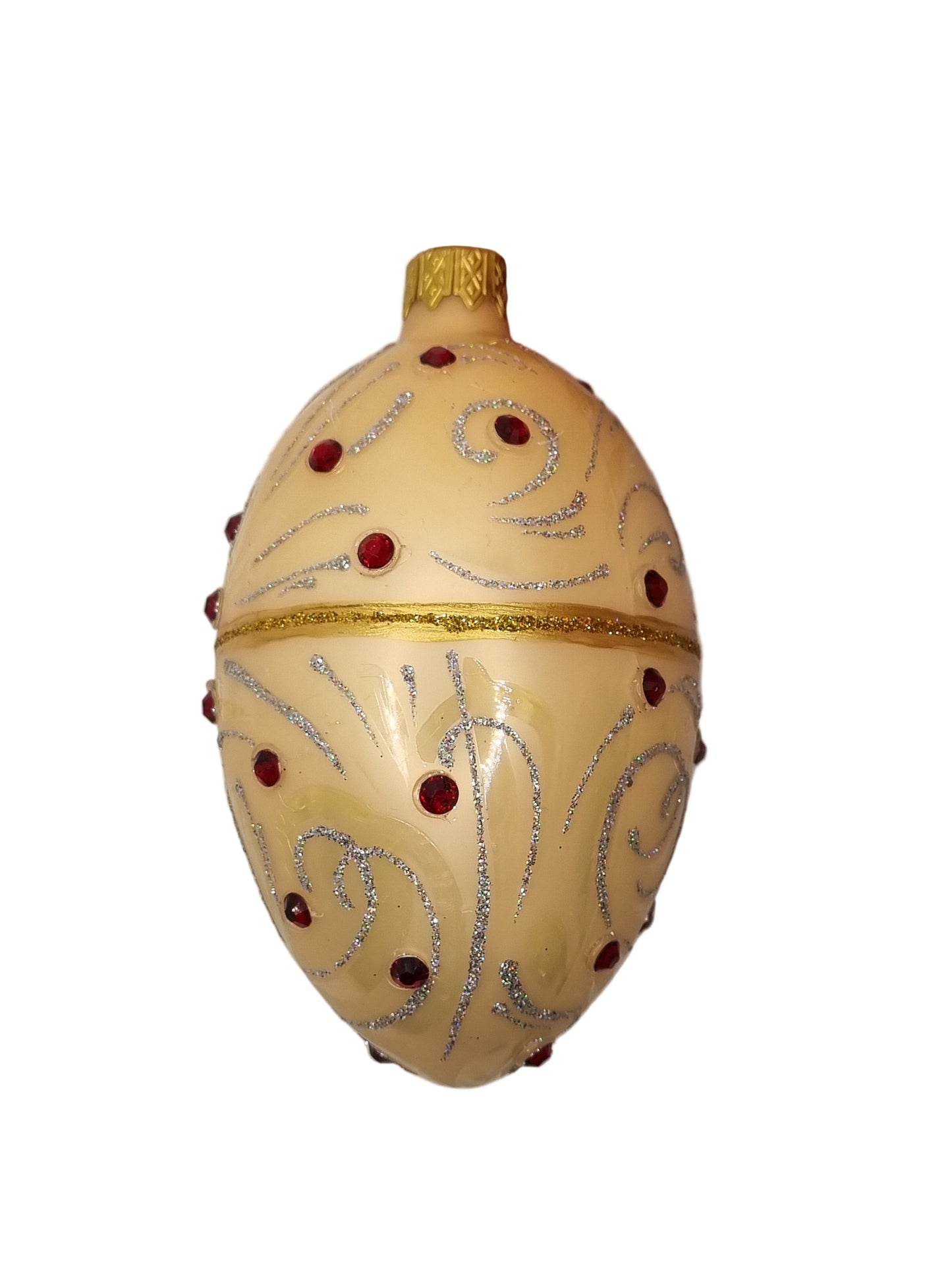 European Glass Christmas ornament of a Glass Eggs | Gold Faberge Style Eggs (R)